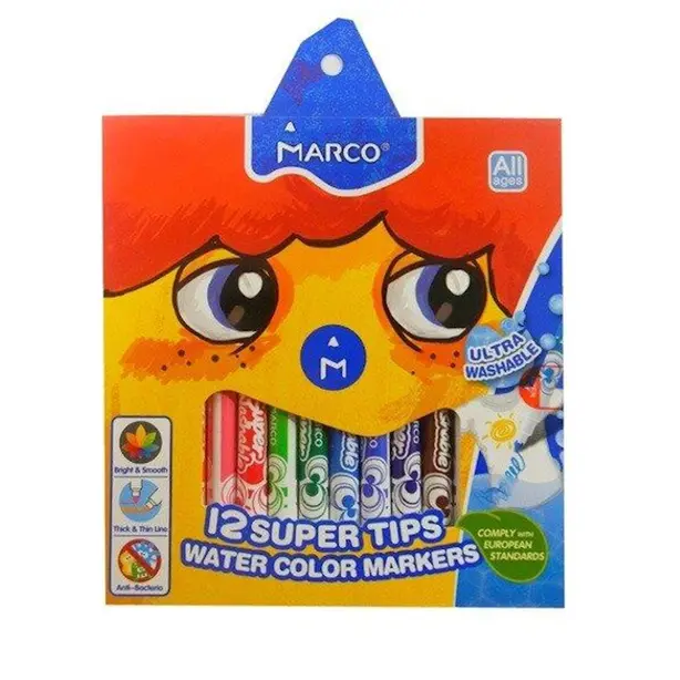 Фломастери MARCO Super Washable 12 кольорів (1630-12)