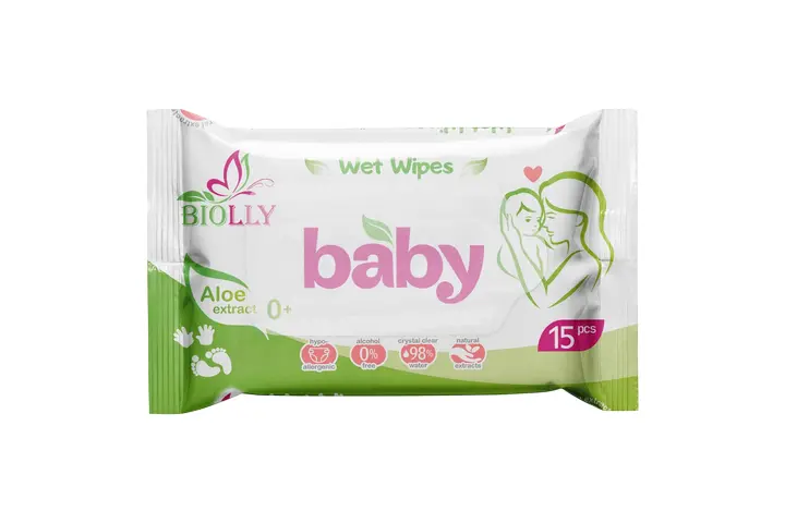 Серветка волога для дітей BIOLLY 15 шт (590892)