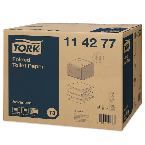 Листовий туалетний папір Tork Premium дуже м'який 2- шаровий 252 листа (114277). Фото 2