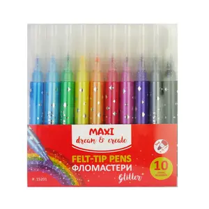 Набір фломастерів Maxi з блискітками 10 кольорів (MX15201)