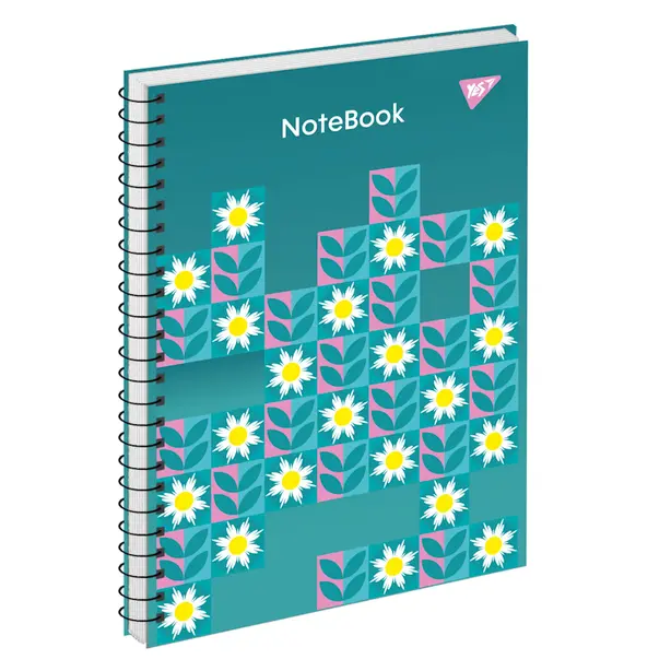 Зошит для записів А4 YES Simple flowers 80 арк клітинка пружина збоку  (151978)