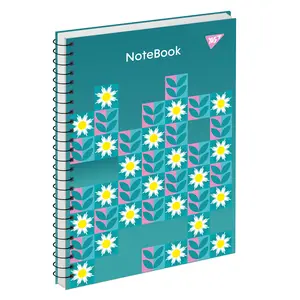 Зошит для записів А4 YES Simple flowers 80 арк клітинка пружина збоку  (151978)