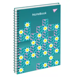 Зошит для записів А4 YES Simple flowers 80 арк клітинка пружина збоку  (151978)