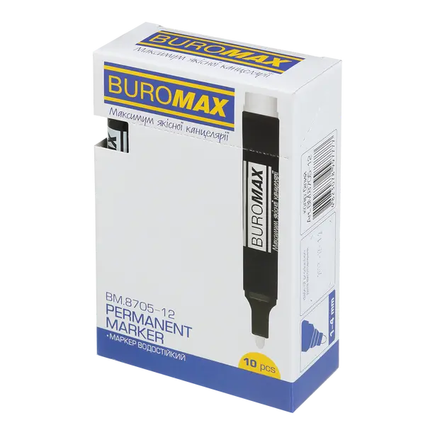 Маркер перманентний Buromax White на водній основі білий 1-4 мм круглий (BM.8705-12). Фото 4