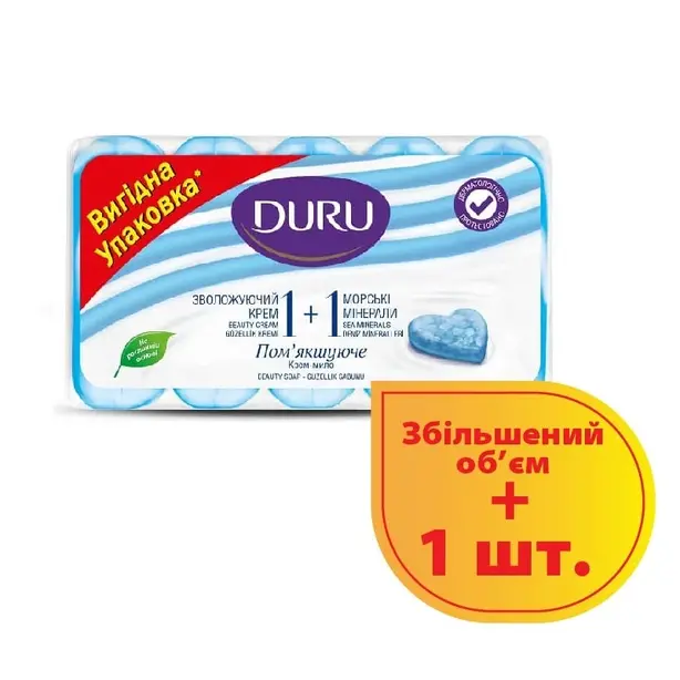 Мило туалетне 400 г Duru 1+1 Морські Мінерали + зволожуючий крем 5х80г (166180). Фото 2