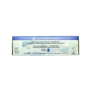 Рукавиці нітрилові оглядові нестирильні L сині Alexpharm 100 шт/уп (2850) . Фото 3