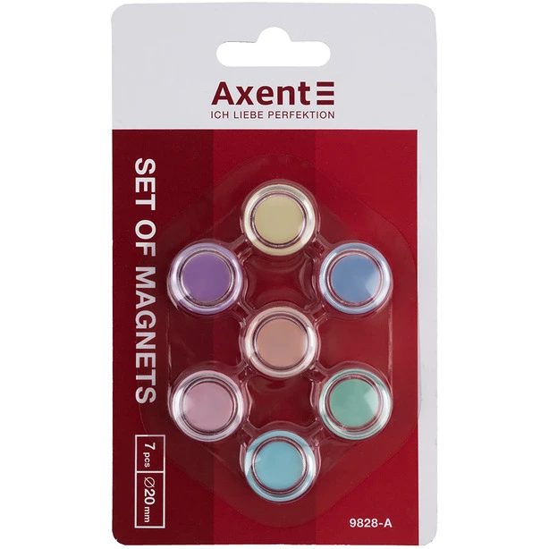 Набір магнітів Axent 20 мм 7 шт Pastelini (9828-А)