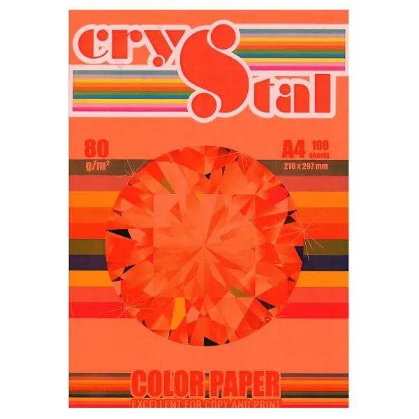 Папір кольоровий Crystal Color  Neon Orange 371 А4 80/м2 помаранчевий інтенсив 100 арк. (16.7549)