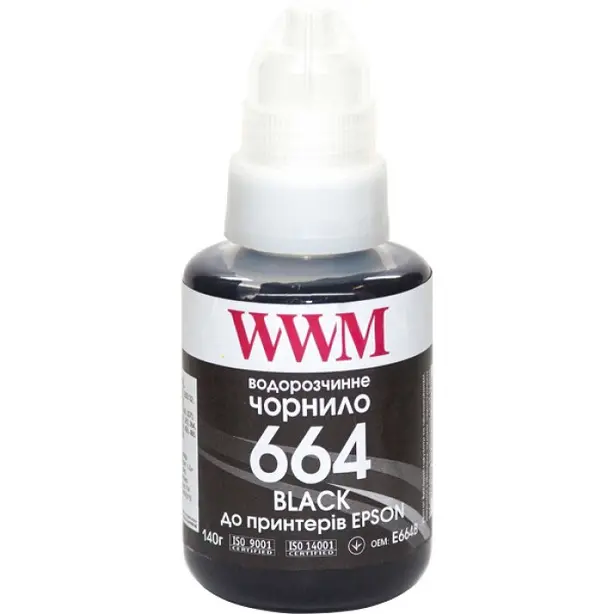 Чорнило Epson L100 WWM Black 140мл (E664B)