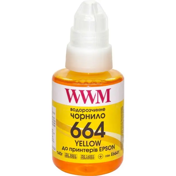 Чорнило Epson L100 WWM Yellow 140мл (E664Y)