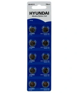Батарейки Hundai AG13/LR44 лужні 1.5 V/158 mAh 10шт/уп (291777)
