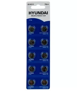 Батарейки Hundai AG13/LR44 лужні 1.5 V/158 mAh 10шт/уп (291777)