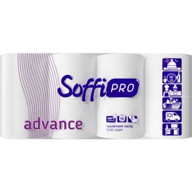 Туалетний папір Диво SoffiPRO ADVANCE білий 3-х шаровий білий 16 рул на гільзі  (833735)