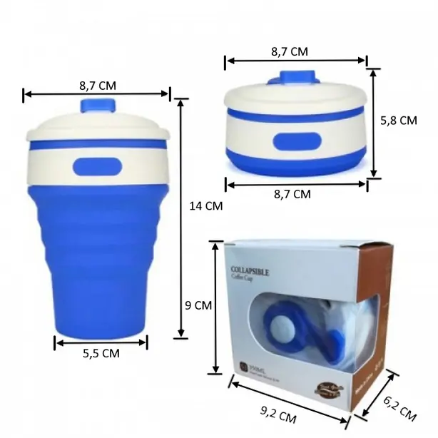 Складана силіконова чашка трансформер з кришкою 350 мл (7194). Фото 2