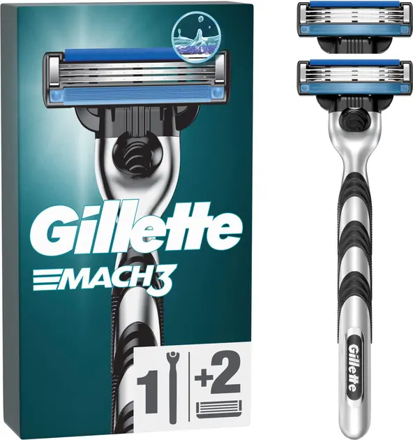 Станки багаторазові Gillette MACH 3 для чоловіків 1 шт + 2 картридж (020676)