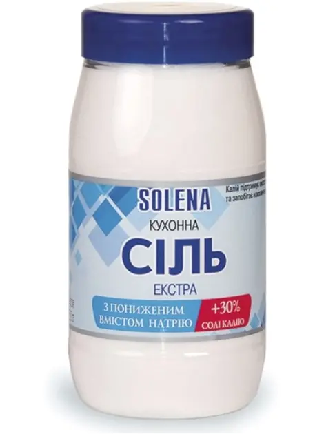 Кухонна сіль SOLENA зі зниженим вмістом натрію + калій 700 г (500051)
