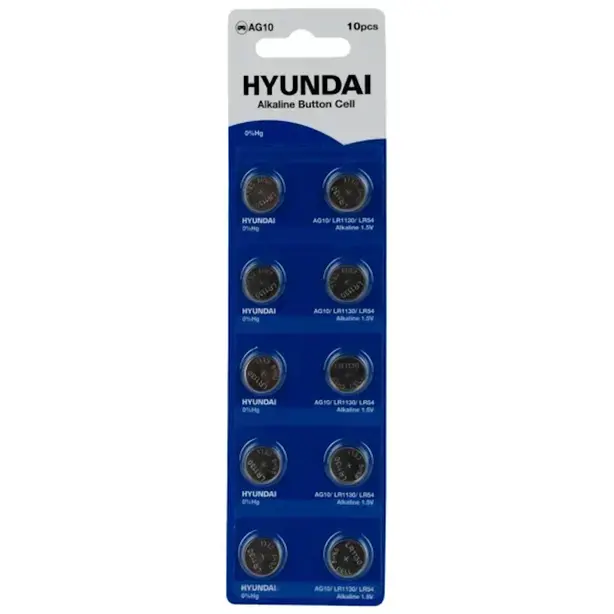 Батарейки Hyundai AG10/LR1130 лужні 1.5 V 10шт/уп (019639)