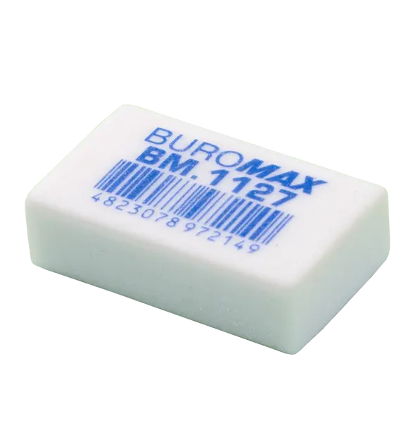 Гумка Buromax прямокутна 31х19х9мм біла стирає олівець  (BM.1127)