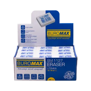 Гумка Buromax прямокутна 31х19х9мм біла стирає олівець  (BM.1127). Фото 2