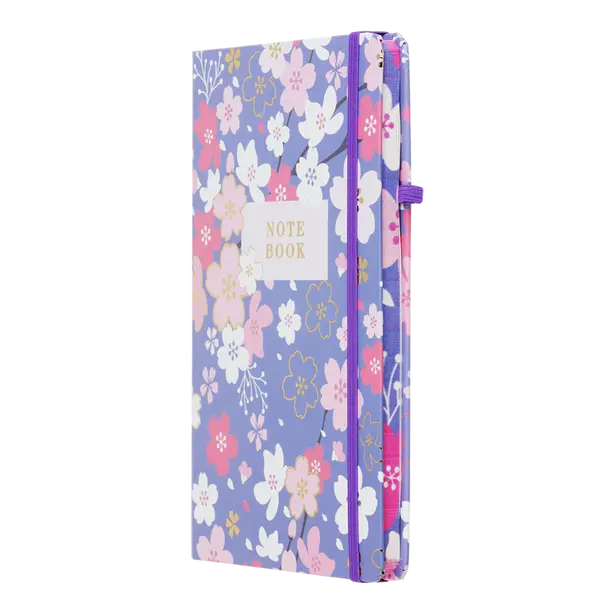 Зошит офісний Buromax BLOSSOM на гумці А5 80 арк. клітинка тверда палітурка фіолетова (BM.255122-07). Фото 2
