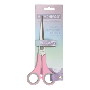 Ножиці офісні Buromax PASTEL рожевий 17,5 см пластик з гумовою вставкою (BM.4504-10)