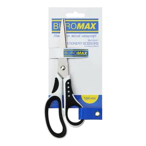 Ножиці офісні Buromax чорно-білі 16.4 см пластик з гумовою вставкою (BM.4541)