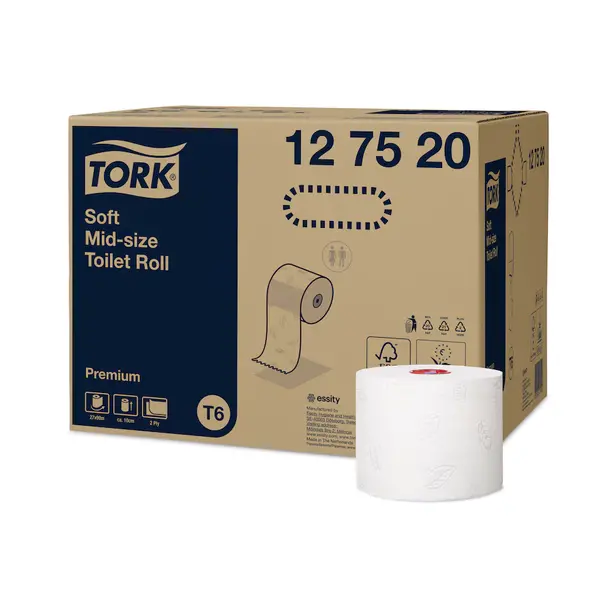 Туалетний папір Tork Mid-size в міді рулонах м'який Premium 90 м 2 шари (127520). Фото 3