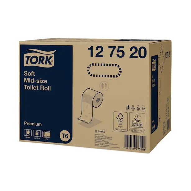 Туалетний папір Tork Mid-size в міді рулонах м'який Premium 90 м 2 шари (127520). Фото 2
