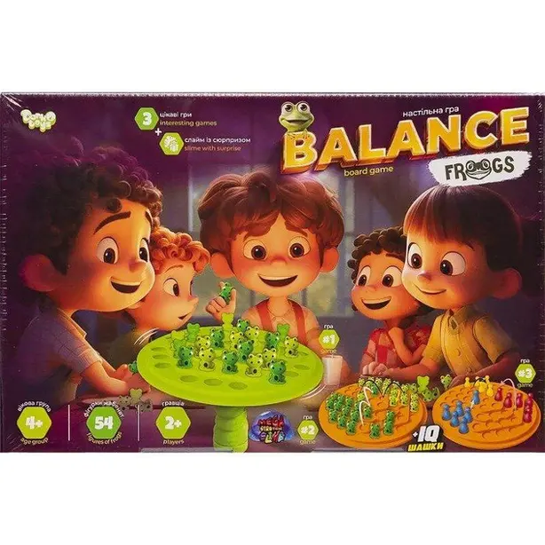 Гра Danko Toys 3в1 велика "Balance Frogs" + IQ шашки Українською (BalF-01)