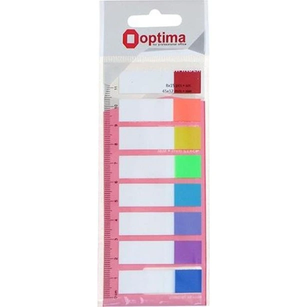 Закладки з клейким шаром Optima 12х45 мм 120 шт. 8 неонових кольорів (O25532)