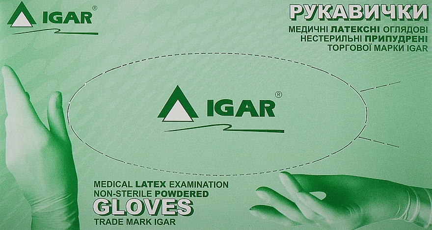 Рукавички латексні ТМ"IGAR" з пудрою L білі 100шт (13674)