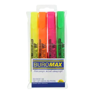 Набір текстових маркерів Buromax асорті 1-4.6 мм клиноподібний блістер 4 шт (BM.8906-94)