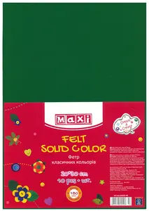 Фетр MAXI м'який 21х30см 10шт/уп темно-зелений  (MX61622-49)