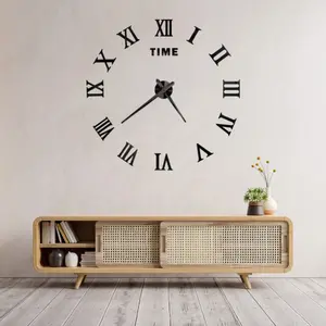 Акрилові дзеркальні настінні 3D годинники DIY CLOCK від 50 до 120см Black (9020-007). Фото 3
