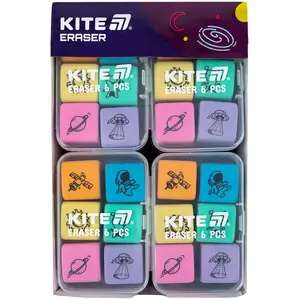 Набір гумок Kite у пластиковому боксі Space 6 шт  асорті (K24-145). Фото 5