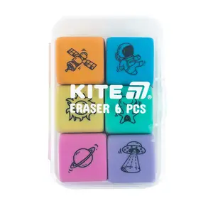 Набір гумок Kite у пластиковому боксі Space 6 шт  асорті (K24-145). Фото 3
