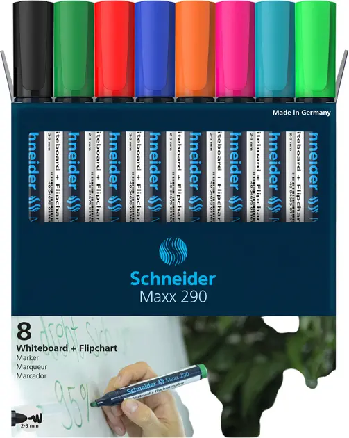 Набір маркерів для дошок  SCHNEIDER MAXX 290 мм круглий блістер 8 шт. (S129098)