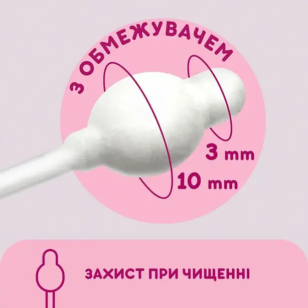 Ватні палички Smile Baby для дітей з обмежувачем 60 шт. (613544). Фото 2