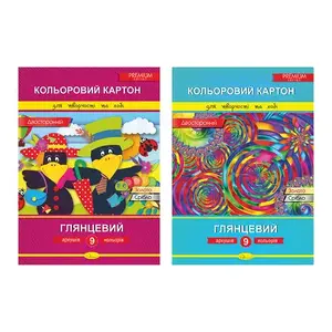 Картон білий в наборі Фолдер А4, 9 аркушів 215 г/м2, (000321)