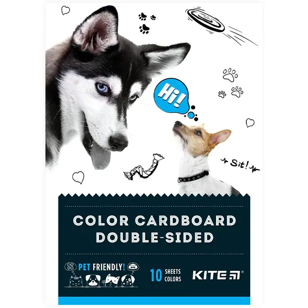Картон кольоровий Kite Dogs A5 10 аркушів двохсторонній (К22-289)