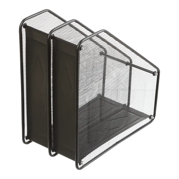 Лоток вертикальний Buromax чорний метал на 2 відділення 310x295x160мм (BM.6263-01). Фото 2