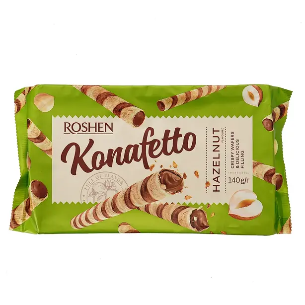 Вафельні трубочки Konafetto  з горіховою начинкою 140 г (633058)