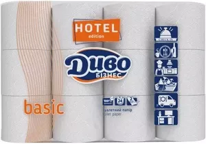 Туалетний папір Диво Hotel basic бізнес білий 2-х шаровий білий 24 рул на гільзі (837788)