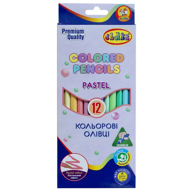 Олівці кольорові Class Pastel 12 кольорів трикутні  1712С (01150070)