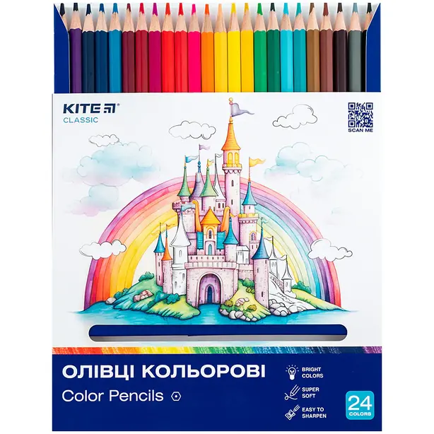 Олівці кольорові Kite Classic 24 кольорів (K-055). Фото 4