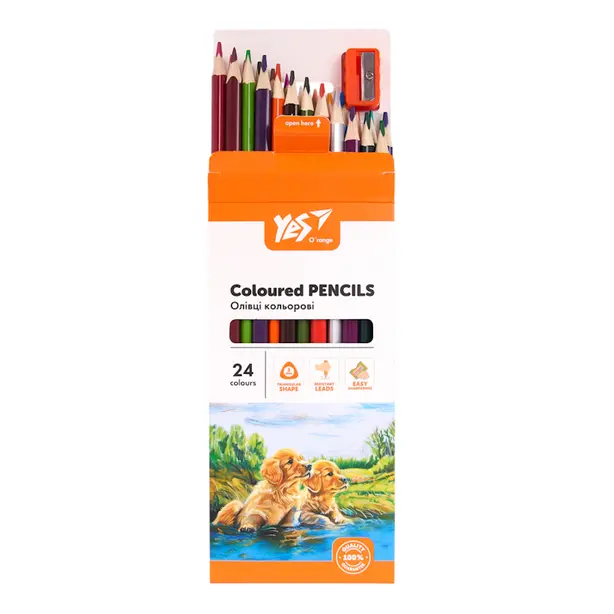 Олівці кольорові Yes Orange Line з чинкою 24 кольори (290754). Фото 3