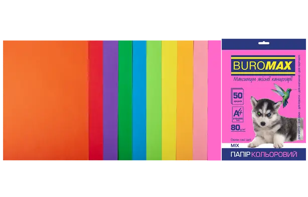  Набір кольорового паперу  PASTEL+NEON EUROMAX А4 80 г/м² 10 кол 50 арк (BM.2721750E-99)