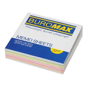 Блок паперу для нотаток Buromax 90х90х20мм не проклеєний Веселка Неон (BM.2241)