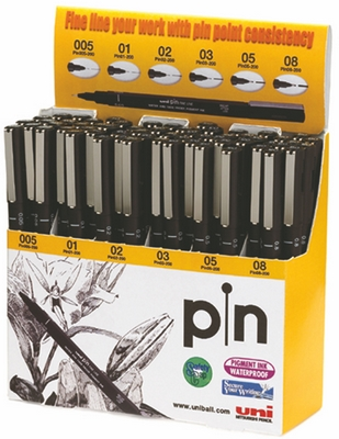 Лінер набір Uni PiN fine line чорнило чорне  пластик (PIN-200/5D)