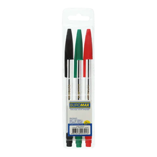 Набір ручок кулькових Buromax Classic 3 кольори пластик (BM.8443)